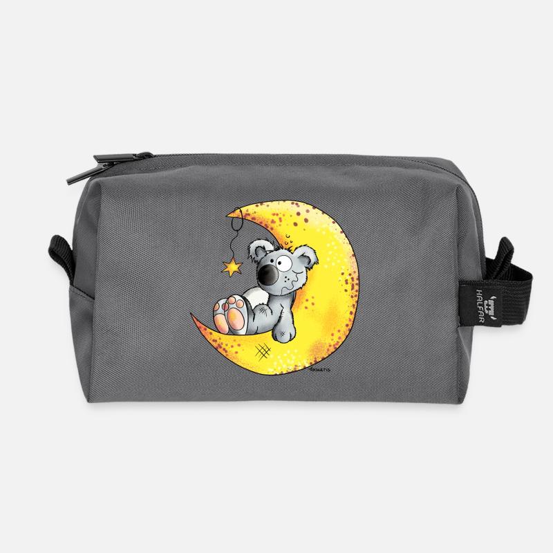 Koala im Mond - Recycelte Kulturtasche - Anthrazit