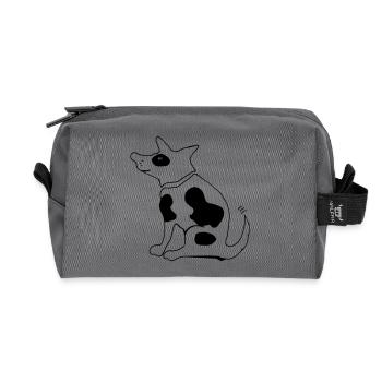 Funny spotted dog, terrier - Recycled Toiletry Zip Bag - anthracite - Front