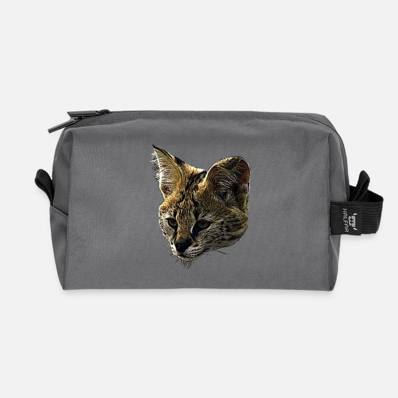 Serval Leinwand, raubkatzen, wildtier designs - Recycelte Kulturtasche - Anthrazit