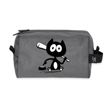 Give me food! Cat humor! - Recycled Toiletry Zip Bag - anthracite - Front
