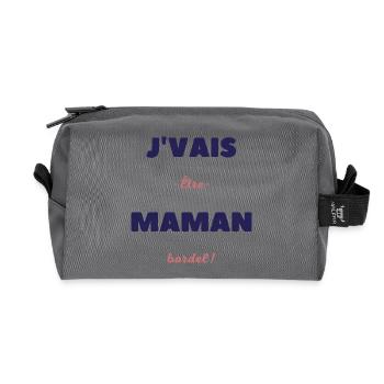 Je vais être maman bordel - Trousse de toilette en tissu recyclé - anthracite - Devant