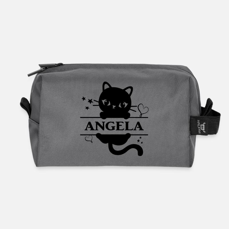 Name T-Shirt Angela T-Shirt Katze Geschenkidee - Recycelte Kulturtasche - Anthrazit