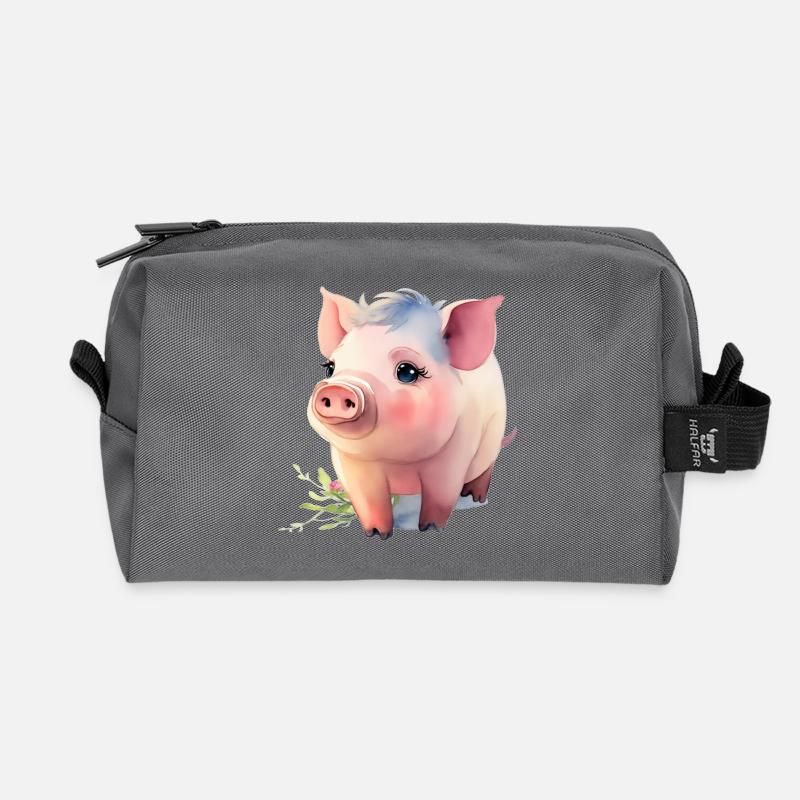 Ferkelchen - Recycelte Kulturtasche - Anthrazit
