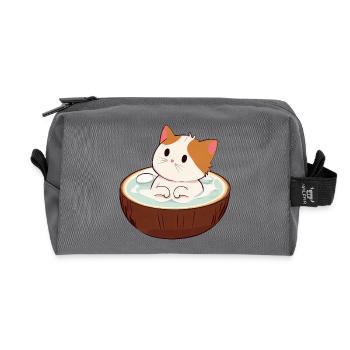 Bains de chat au lait de , Design animal relaxant - Trousse de toilette en tissu recyclé - anthracite - Devant