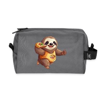 Marathon paresseux, pizza et hamburgers, rapide - Trousse de toilette en tissu recyclé - anthracite - Devant