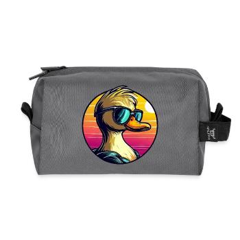 Cool duck - duck with sunglasses at the - Recycled Toiletry Zip Bag - anthracite - Front