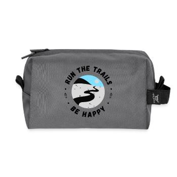 Courez les sentiers soyez heureux citation inspirante - Trousse de toilette en tissu recyclé - anthracite - Devant