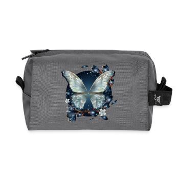 Fantasy butterfly with dark magnolia - Recycled Toiletry Zip Bag - anthracite - Front