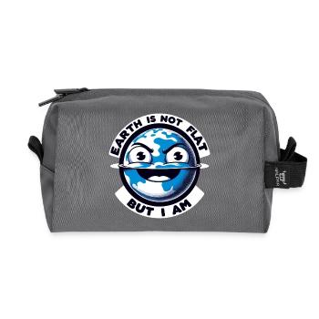 Flat Earth Humor: Satire & Ironic Jokes - Recycled Toiletry Zip Bag - anthracite - Front