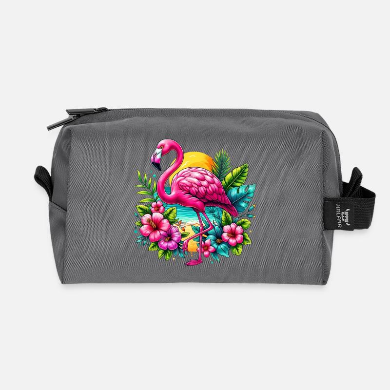 Flamingo - Recycelte Kulturtasche - Anthrazit