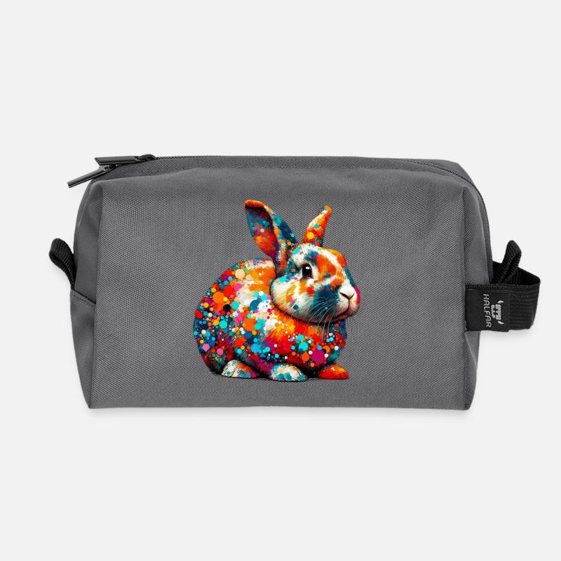 Kaninchen - Recycelte Kulturtasche - Anthrazit