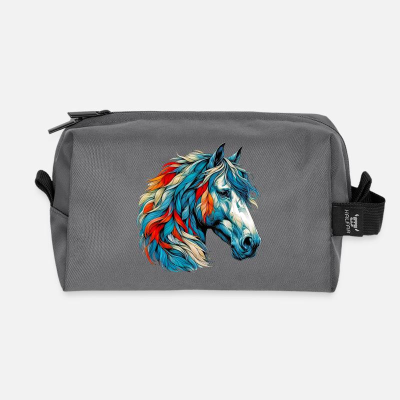 Pferd - Recycelte Kulturtasche - Anthrazit