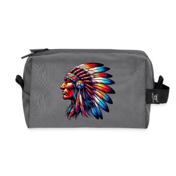 Amérindien Américain - Trousse de toilette en tissu recyclé - anthracite - Devant