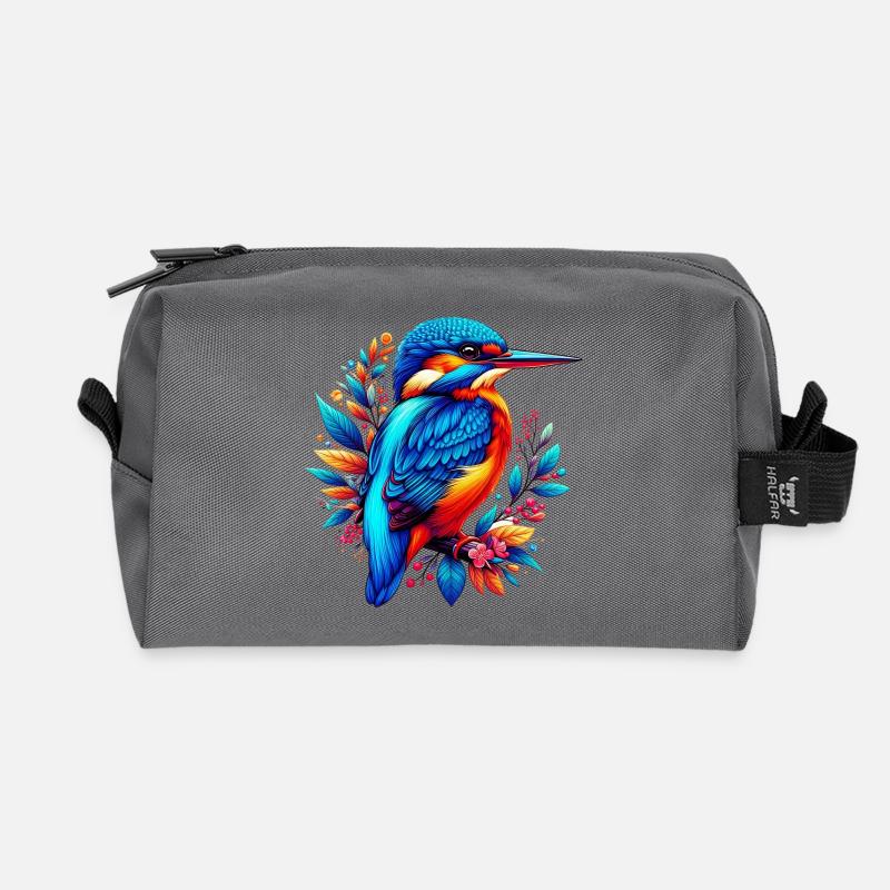 Eisvogel - Recycelte Kulturtasche - Anthrazit
