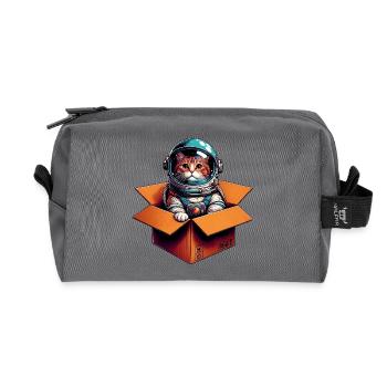 Astronaut Cat - Recycled Toiletry Zip Bag - anthracite - Front