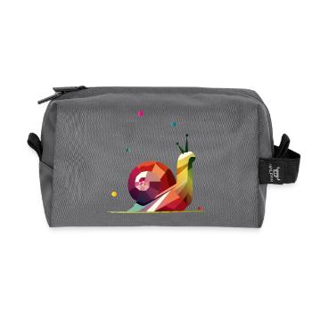 colorful snail in geometric design - Recycled Toiletry Zip Bag - anthracite - Front