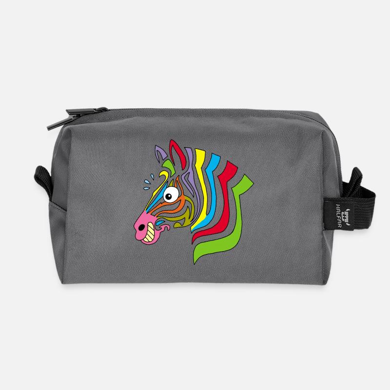 mehrfarbiges Zebra - Recycelte Kulturtasche - Anthrazit