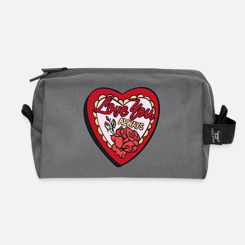 Love You Always – Romantisches Retro-Herz - Recycelte Kulturtasche - Anthrazit