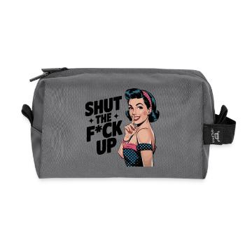 Shut the F*ck up- Pin Up - Recycelte Kulturtasche - Anthrazit - Vorne