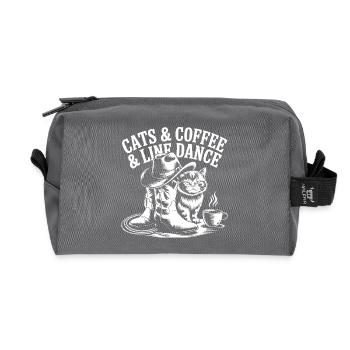 Katzen Kaffee und Line Dance. Linedance Katzen - Recycelte Kulturtasche - Anthrazit - Vorne