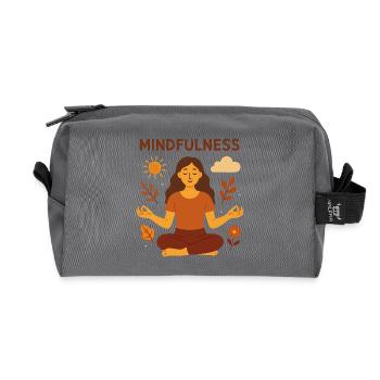 Mindfulness - Digital Illustration of Meditation - Recycled Toiletry Zip Bag - anthracite - Front