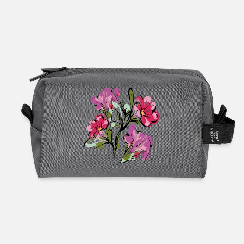 Blumenstrauß Flowers - Recycelte Kulturtasche - Anthrazit