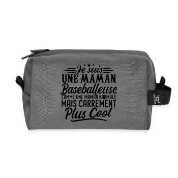 Maman Baseballeuse: normale, mais en plus badass - Trousse de toilette en tissu recyclé - anthracite - Devant
