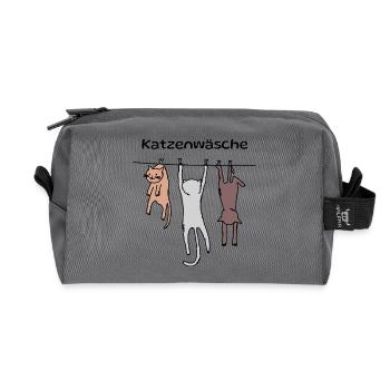 Cat wash - Recycled Toiletry Zip Bag - anthracite - Front