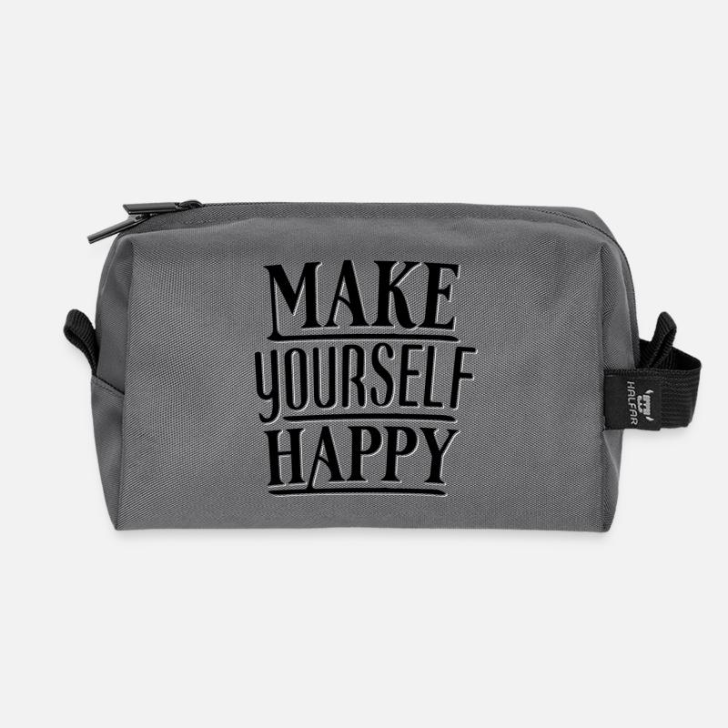 Make yourself happy Self-discovery & bliss - Recycled Toiletry Zip Bag - anthracite
