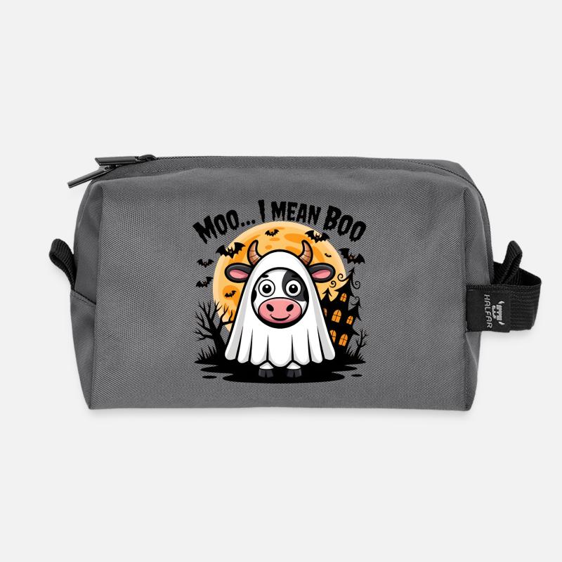 Kuh im Geisterkostüm „Moo... I mean Boo" - Recycelte Kulturtasche - Anthrazit