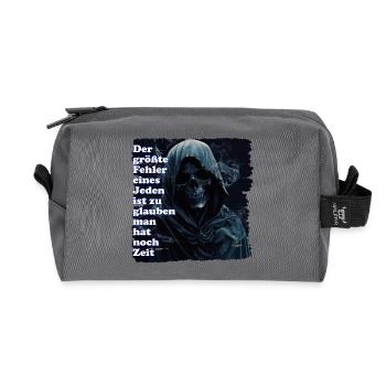 Skull horror motif with fog - Recycled Toiletry Zip Bag - anthracite - Front