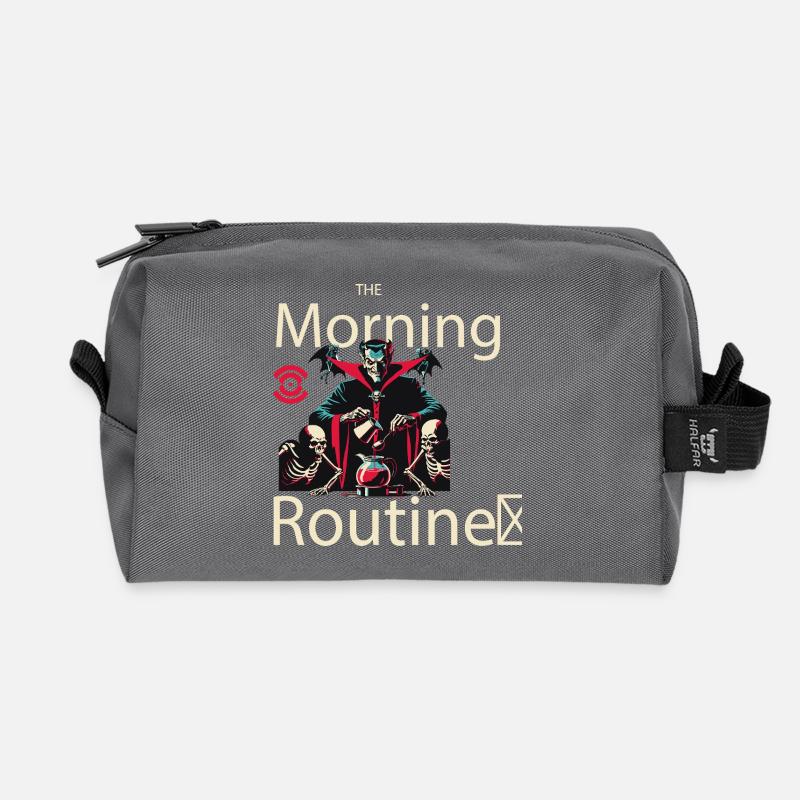 Spooky Morning Routine - Recycled Toiletry Zip Bag - anthracite