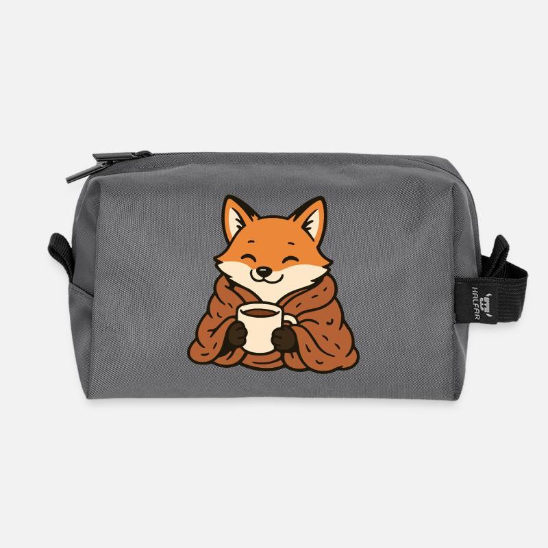 Kuschelfuchs mit Becher - Recycelte Kulturtasche - Anthrazit