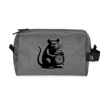 Stressed Rat and Alarm Clock - Recycled Toiletry Zip Bag - anthracite - Front