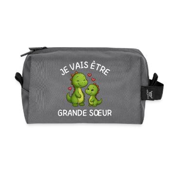 Big Sister Dinosaur Funny Pregnancy Revelation - Recycled Toiletry Zip Bag - anthracite - Front