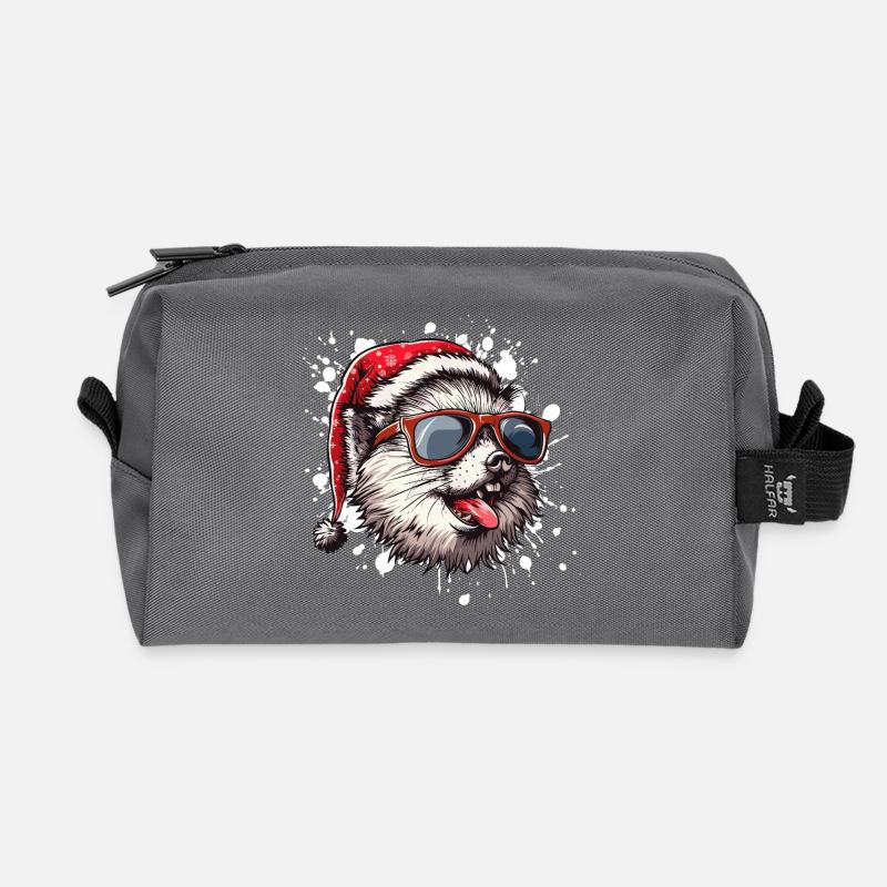 Igel Weihnachten Lustig - Recycelte Kulturtasche - Anthrazit