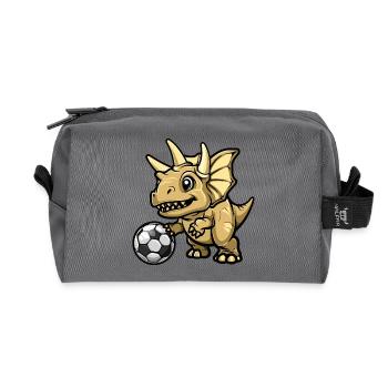 Dinosaurier Fußball Comic - Recycelte Kulturtasche - Anthrazit - Vorne