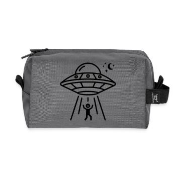 UFO Abduction | Funny Alien Design - Recycled Toiletry Zip Bag - anthracite - Front