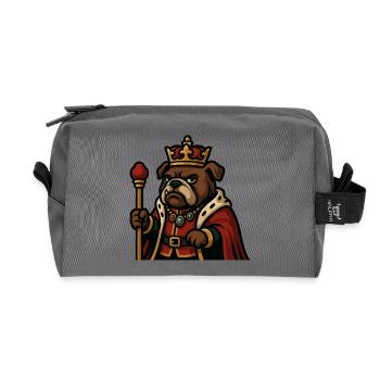Bulldogge König mit Krone Zepter Royal Cartoon Art - Recycelte Kulturtasche - Anthrazit - Vorne
