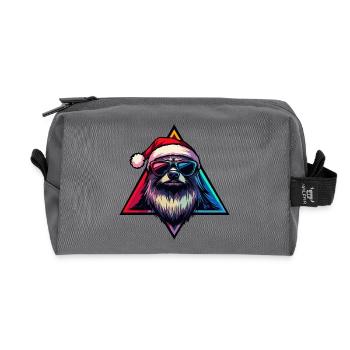 Neon Santa Hund mit Sonnenbrillen - Recycelte Kulturtasche - Anthrazit - Vorne
