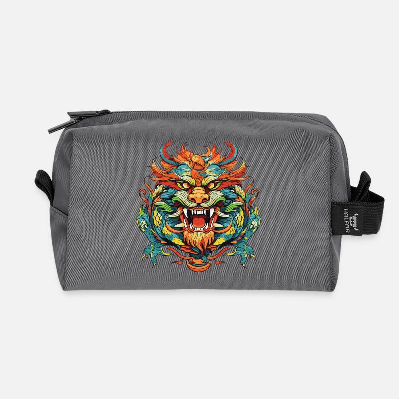 Dragon Comic China - Recycled Toiletry Zip Bag - anthracite