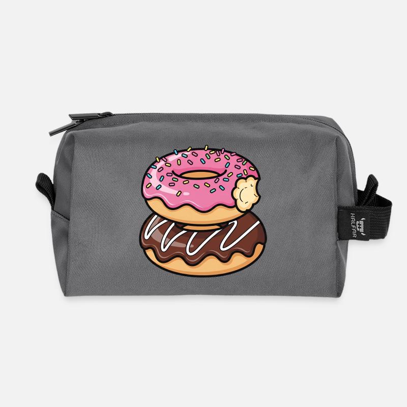 Sweet Stack Donuts Pop Art - Recycled Toiletry Zip Bag - anthracite