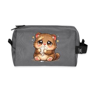 Consolation du ruban de larmes de chaton câlin - Trousse de toilette en tissu recyclé - anthracite - Devant