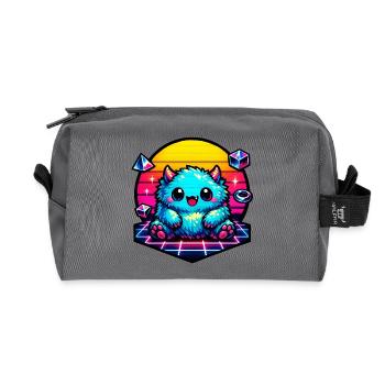 Neon fluffy monster - Recycled Toiletry Zip Bag - anthracite - Front