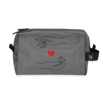 Red Heart Icon on Black Perfect Valantine - Recycled Toiletry Zip Bag - anthracite - Front