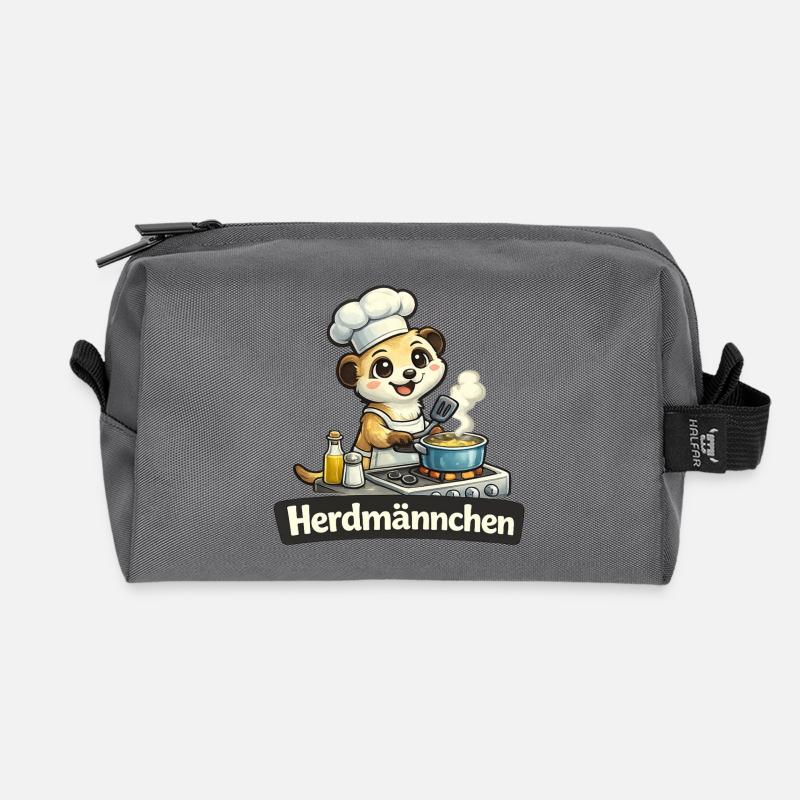 Herdmännchen Erdmännchen am Herd Wortwitz Shirt - Recycelte Kulturtasche - Anthrazit