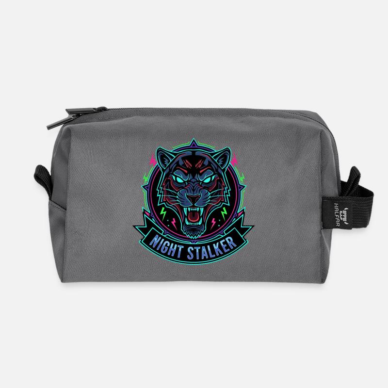 Leopard Neon Night - Recycled Toiletry Zip Bag - anthracite