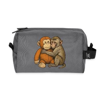 Embraced monkey friendship - Recycled Toiletry Zip Bag - anthracite - Front