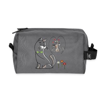 Chat amoureux - Trousse de toilette en tissu recyclé - anthracite - Devant