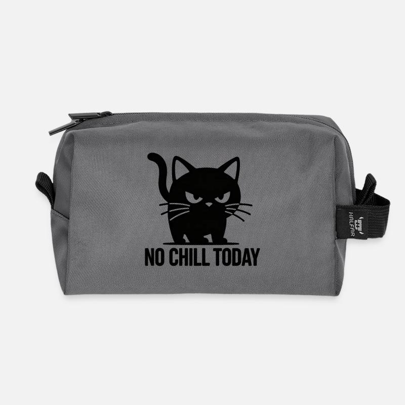Gato gruñón No Chill Today - Recycled Toiletry Zip Bag - anthracite
